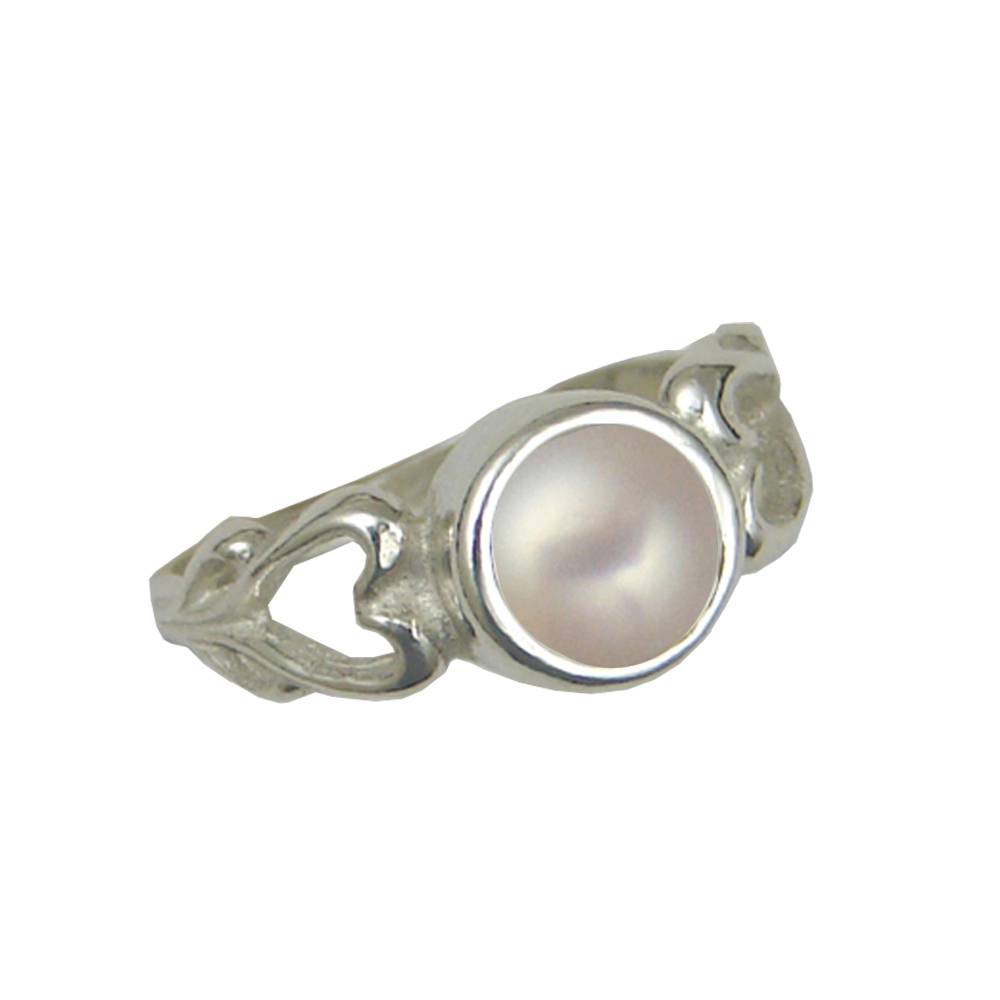 Sterling Silver When Two Hearts Are One Ring With Cultured Freshwater Pearl Size 5